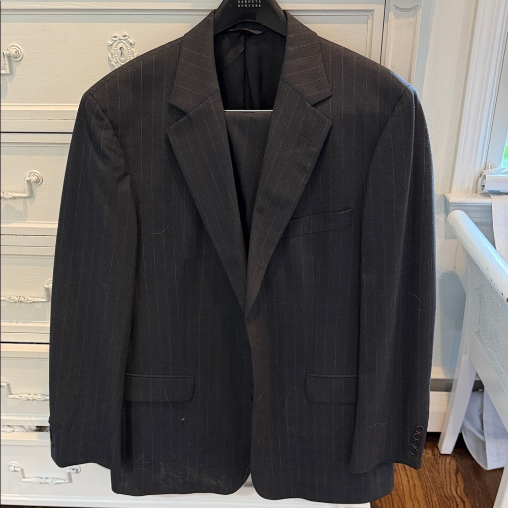 Men's Black Pinstripe Suit and pants  - Classic Formal Blazer and pants